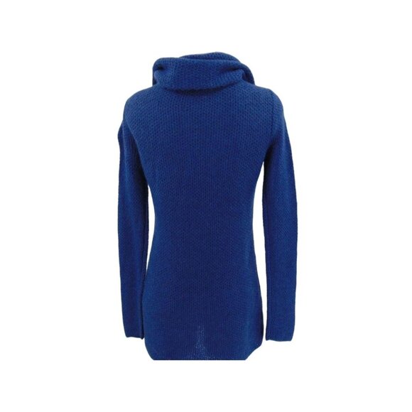 Ann Taylor Blue Mohair Blend Knit Cowl Sweater S Cowl Boat Neck Tunic Length - Picture 4 of 8